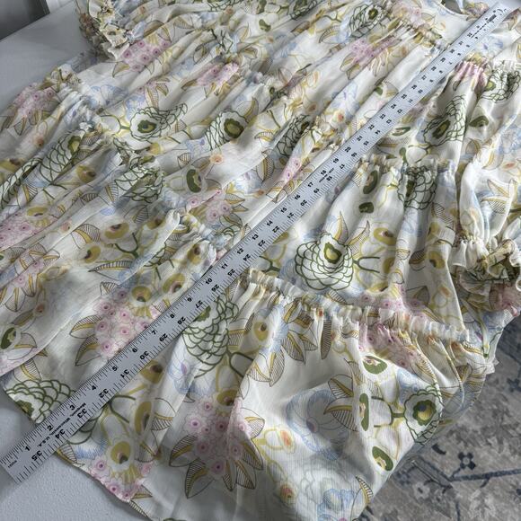 Ted Baker Bellona Tiered Trapeze Mini Dress Women 2 Cream Pastel Floral Babydoll - Picture 11 of 14